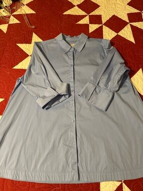 Chico's Light Blue Polished Button-Down Blouse